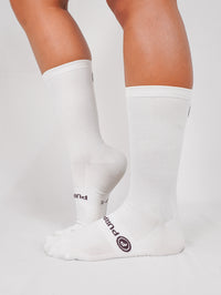 Performance Running &amp; Cycling Socks (Lightweight Monogram) - White / Medium (36-40)