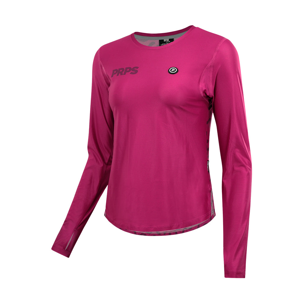 Women Long Sleeve Running Shirt Hypermesh ELITE (Amaranth Red) - Purpose Performance Wear