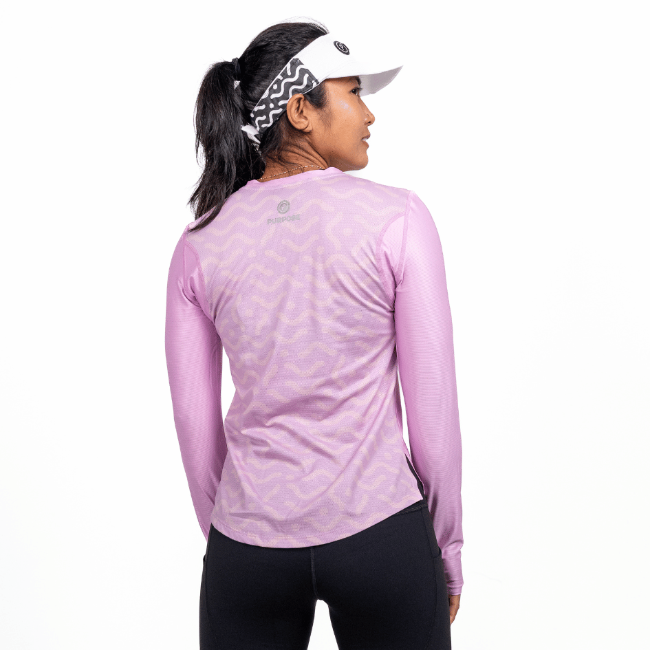 Women ELITE Long Sleeve Running Shirt (Blush) - Purpose Performance Wear