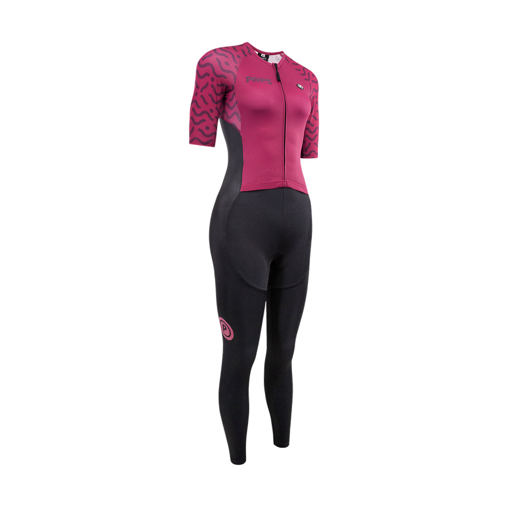 Women Full Length Short Sleeve Tri Suit (Amaranth Red) - Purpose Performance Wear