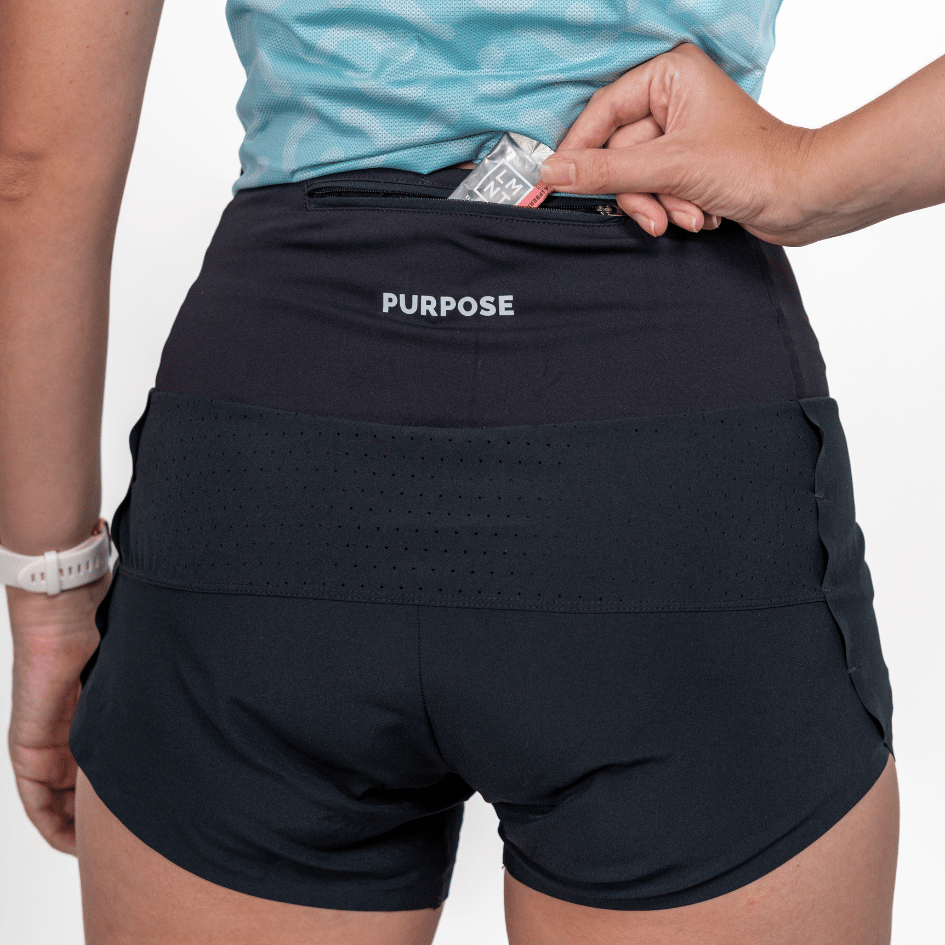 Women PRO High Waisted 4 Inch Shorts for Running & Racing v2 (Carbon B –  Purpose Performance Wear
