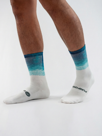 Borealis - Performance Running &amp; Cycling Socks (Lightweight Monogram) - Azure (Blue) / Medium (36-40)